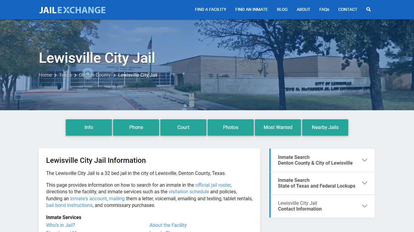 Lewisville City Jail, TX Inmate Search, Information